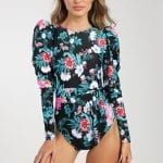 בגד ים שלם שחור פרחים