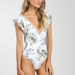 white flowers swimsuit front